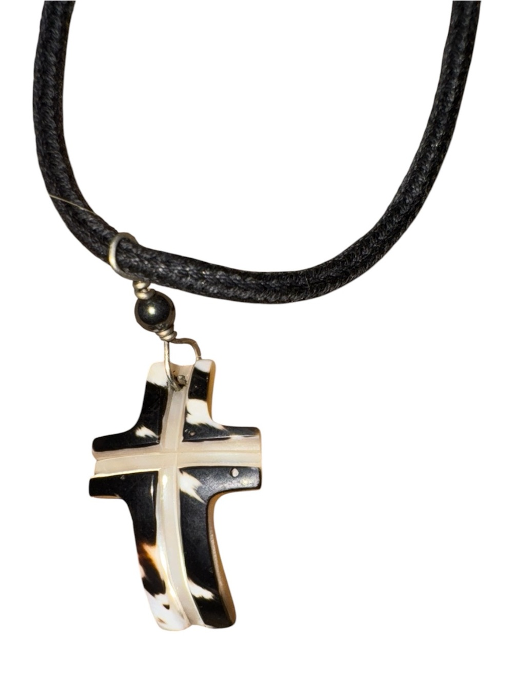 Black and Ivory Cross Pendant Necklace